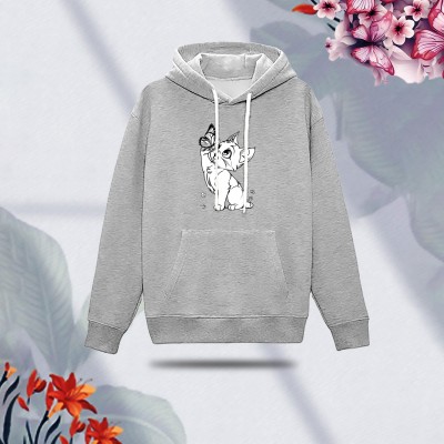 Premium Comfortable (Cute Cat-Gray) Ladies winter hoodie